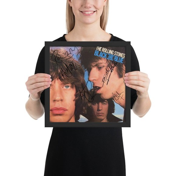 The Rolling Stones signed Black and Blue album Framed Reprint - Picture 1 of 1